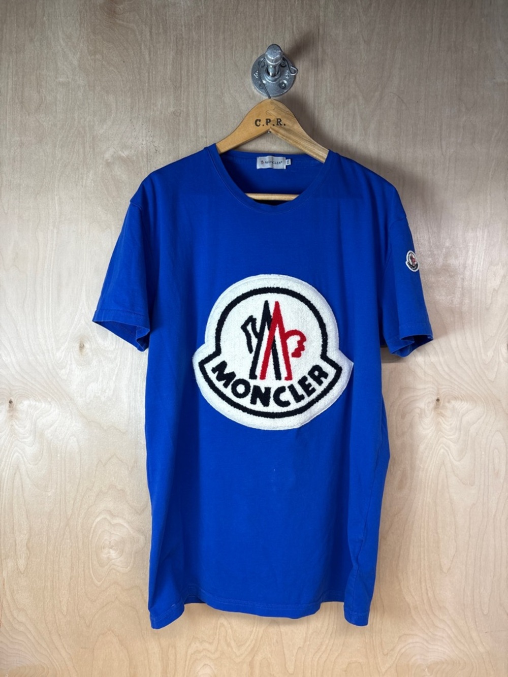 Moncler Royal Blue Short Sleeve Logo Patch Tee
